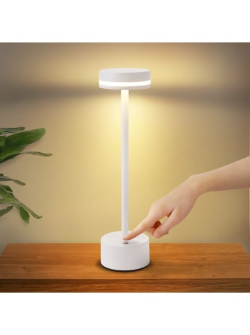 ZMH Tischleuchte LED in weiß Akku Kabellos Touch Dimmbar H 31.5cm