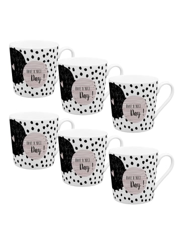 Geda Labels Kaffeebecher VE6 Home Time Have a nice Day in Weiß - 350ml