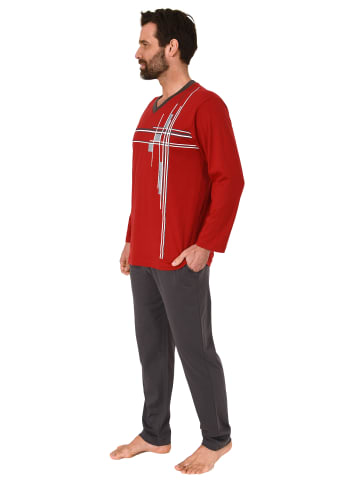 NORMANN Schlafanzug langarm Pyjama - 77899 in rot