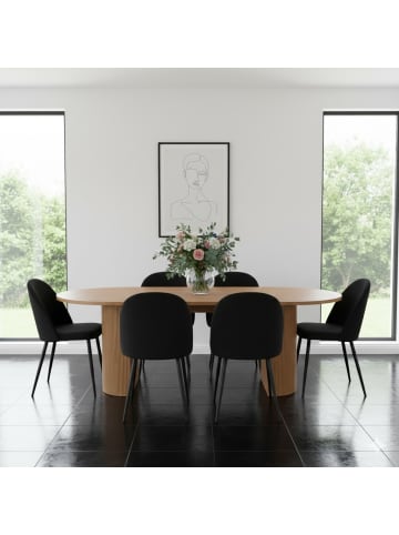 ebuy24 Essgruppe Kyoto 7-teilig Natur, schwarz 210 x 100 cm