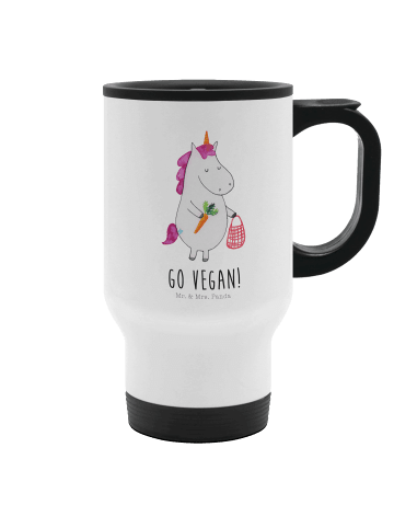 Mr. & Mrs. Panda Thermobecher Einhorn Vegan mit Spruch in Weiß