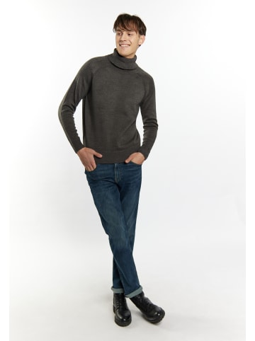 MO Herren Rollkragenpullover in Dunkelgrau Melange