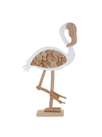 Mauro Ferretti Brauner Holzflamingo, 31 x 9 x 56 cm
