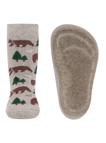 ewers Stoppersocken Bären in dunkel beige meliert