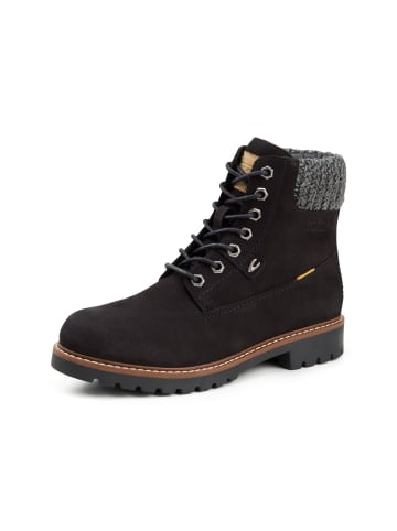 Camel Active Leder Schnürboot mit Strickdetail in Schwarz