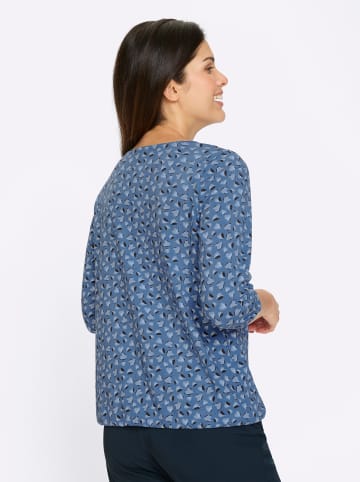 Sieh an! 3/4-Arm-Shirt in mittelblau-ecru-bedruckt