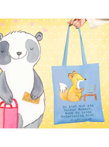 Mr. & Mrs. Panda Tragetasche Redakteurin Herz mit Spruch in Sky Blue