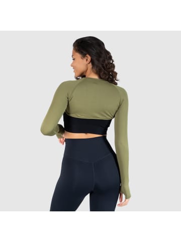 SMILODOX Crop Longsleeve Tarra in Olive