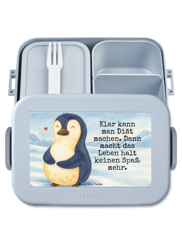Mr. & Mrs. Panda MEPAL Bentobox Pinguin Diät Design mit Spruch in Blau Pastell