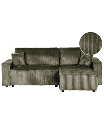 Beliani Schlafsofa ABACKA in Grün/Schwarz - (W) 247 x (H) 90 x (L) 147 cm
