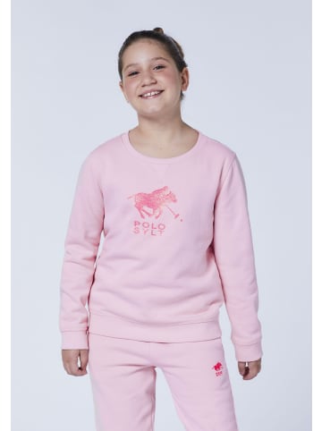 Polo Sylt Sweater mit glitzerndem Labelprint in Rosa