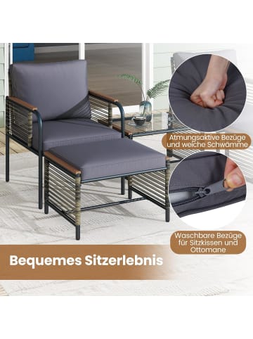 COSTWAY 5 tlg. PE-Rattan Gartenmöbel Set in Grau