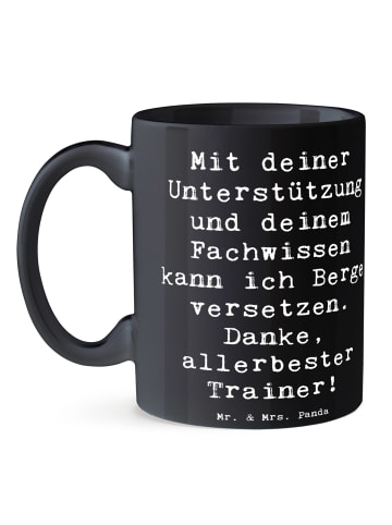 Mr. & Mrs. Panda Tasse Bester Trainer mit Spruch in Schwarz