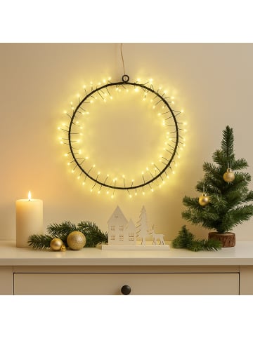 MARELIDA LED Kranz Türkranz Weihnachtskranz Lichtkranz 130LED D: 30cm schwarz