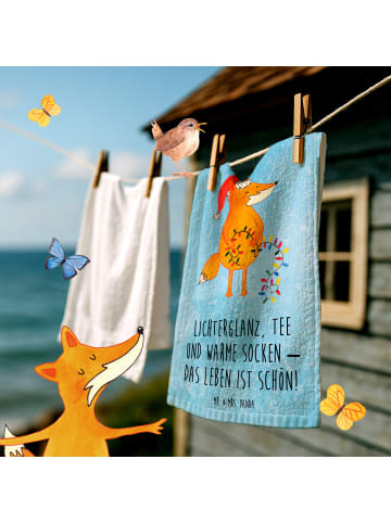 Mr. & Mrs. Panda Gästehandtücher Fuchs Weihnachten mit Spruch in Eisblau