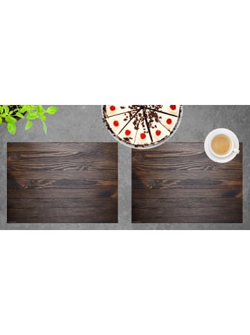 Tischsetmacher.de Tischset I Platzset abwaschbar - Holzoptik dunkelbraun - 4 Stück - 44 x 32 cm 