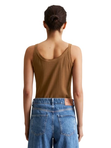 Marc O'Polo DENIM Pointelle-Top slim in Melted Chocolate