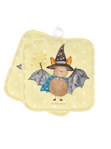 Mr. & Mrs. Panda Topflappen Fledermaus Zauberer ohne Spruch in Gelb Pastell