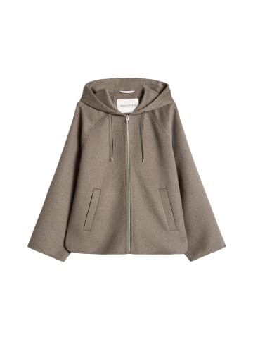 Marc O'Polo Woll-Kapuzen-Cape-Jacke relaxed in Stone Taupe Melange