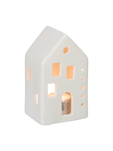 relaxdays Teelichthaus in Weiß - (B)7 x (H)12 x (T)6 cm