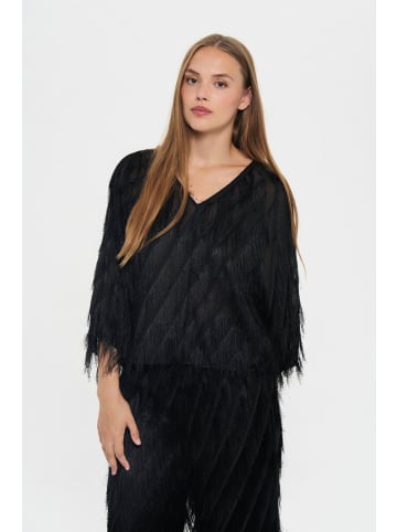 SAINT TROPEZ Langarm-Bluse NancySZ Lockere Passform in Black