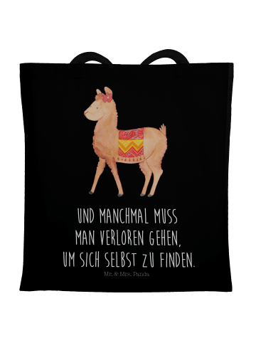 Mr. & Mrs. Panda Tragetasche Alpaka Stolz mit Spruch in Schwarz