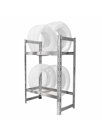 relaxdays Reifenregal in Silber - (B)60 x (H)100 x (T)35 cm