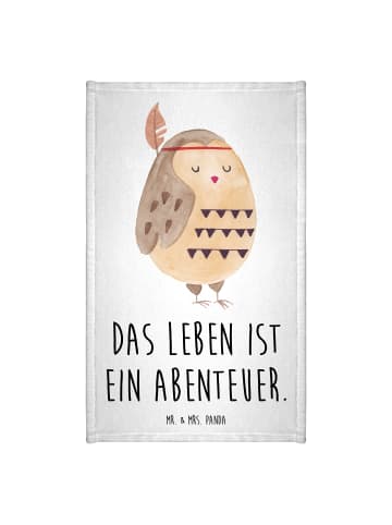 Mr. & Mrs. Panda Gästehandtuch Eule Federschmuck mit Spruch in Weiß