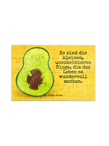 Mr. & Mrs. Panda Puzzle Avocado Kern Design mit Spruch in Weiß