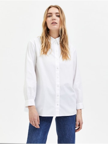 SELECTED FEMME Basic Langarm Hemd Bluse aus Baumwolle SLFREKA in Weiß