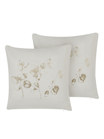 Beliani 2er-Set Dekokissen GOMPHRENA in Beige/Gold