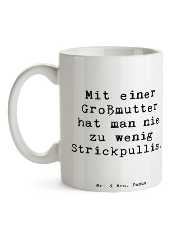 Mr. & Mrs. Panda Tasse Großmutter Strickpullis mit Spruch in Weiß