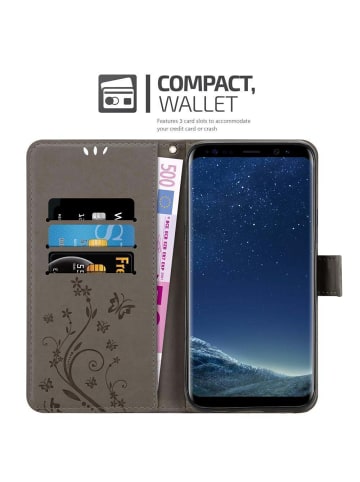 cadorabo Hülle für Samsung Galaxy S8 PLUS Blumen Design in FLORAL GRAU