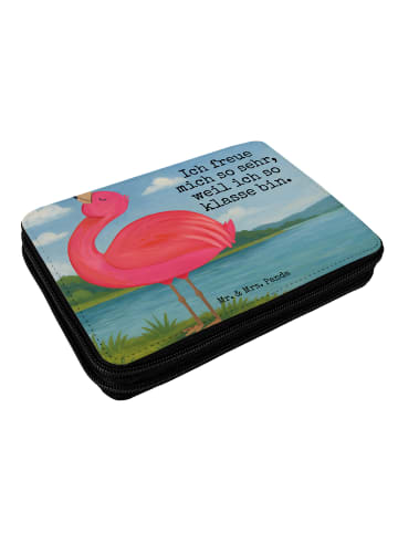 Mr. & Mrs. Panda Federmappe Flamingo Stolz Design mit Spruch in Weiß