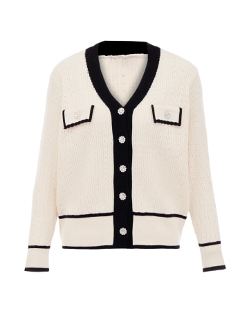 faina Cardigan in Wollweiss Schwarz