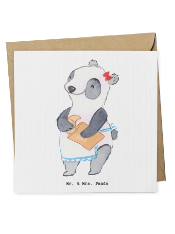 Mr. & Mrs. Panda Deluxe Karte Bäckereifachverkäuferin Herz ohne ... in Weiß