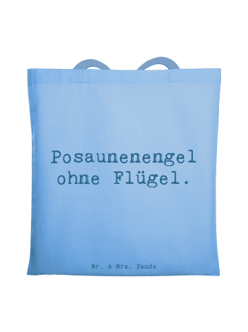Mr. & Mrs. Panda Jutebeutel Spruch Engel Posaune mit Spruch in Sky Blue