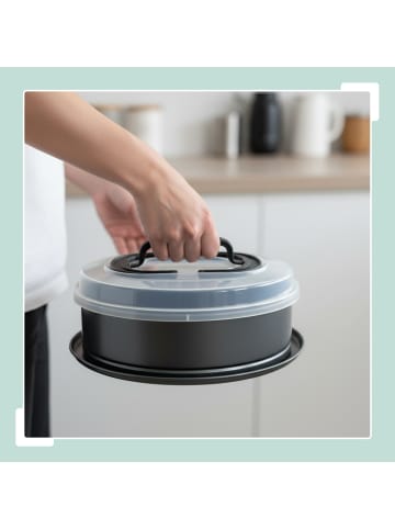 relaxdays Springform mit Deckel in Anthrazit/ Transparent - Ø 26 cm