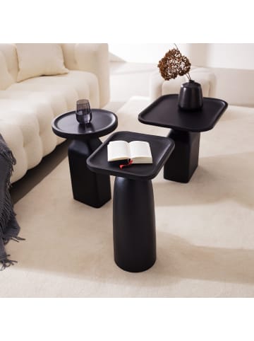 home24 home24 Massiver Beistelltisch Small aus Massivholz in Mango Schwarz - 87 x 44 x 87 cm in Schwarz