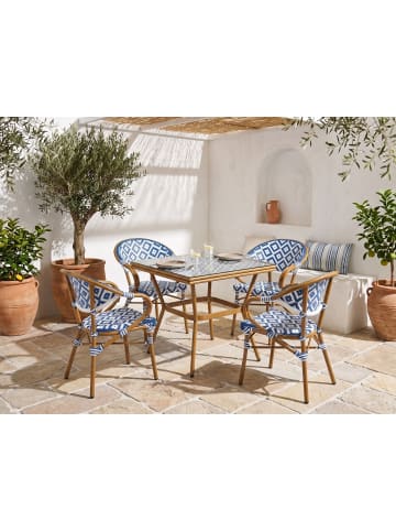 Beliani 5-tlg Gartentisch Set CASPRI in Weiß/Blau/Braun