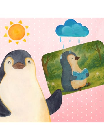 Mr. & Mrs. Panda Badezimmerteppich Pinguin Buch Design ohne Spruch in Weiß