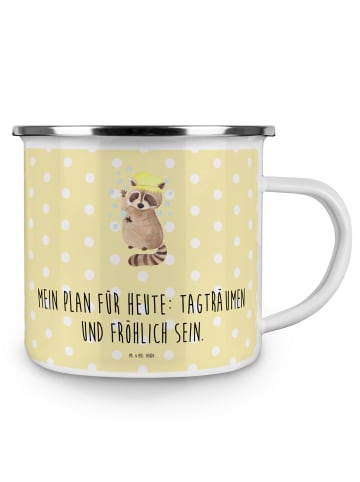 Mr. & Mrs. Panda Kaffeetasse Waschbär mit Spruch in Gelb Pastell