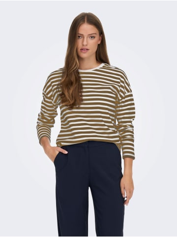 JACQUELINE de YONG Dünnes Langarm Shirt Gestreifter Basic Pullover JDYDARLING in Braun