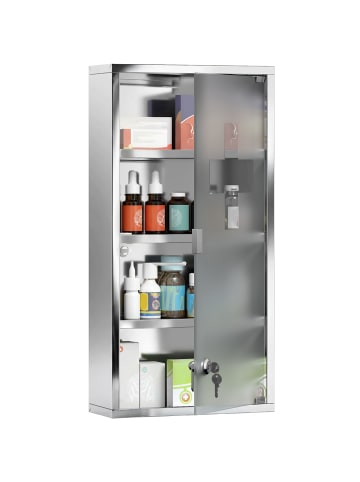 HOMCOM Medizinschrank-B30 x T12 x H60 cm-Silber