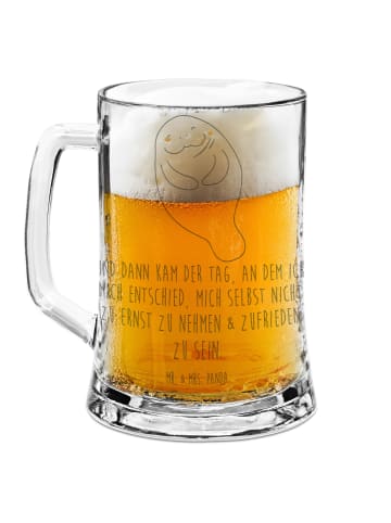 Mr. & Mrs. Panda Bierkrug Seekuh Happy mit Spruch in Transparent