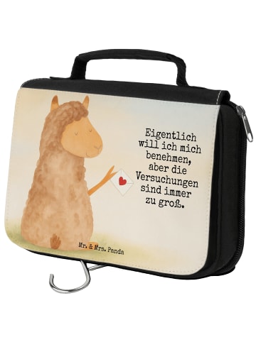 Mr. & Mrs. Panda kosmetiktäschchen Alpaka Fahne Design mit Spruch in Weiß