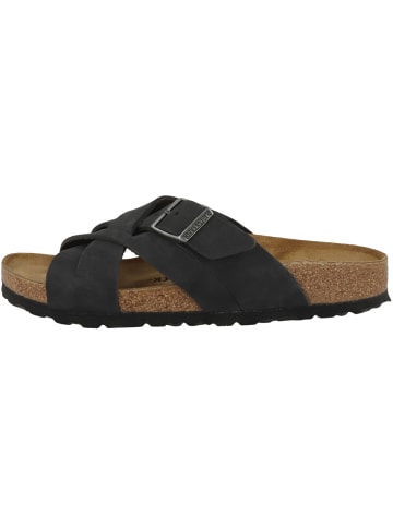 Birkenstock Sandale Lugano geöltes Nubukleder schmal in schwarz