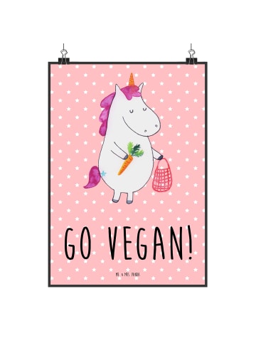 Mr. & Mrs. Panda Bild Einhorn Vegan mit Spruch in Rot Pastell