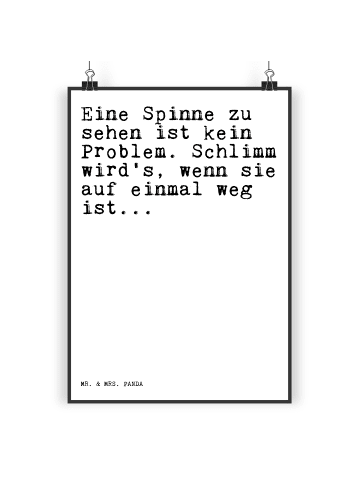Mr. & Mrs. Panda Wandbild Eine Spinne zu sehen... mit Spruch in Weiß