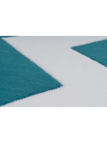 Kayoom Kurzflor Teppich Manolya 209 in türkis - rechteckig